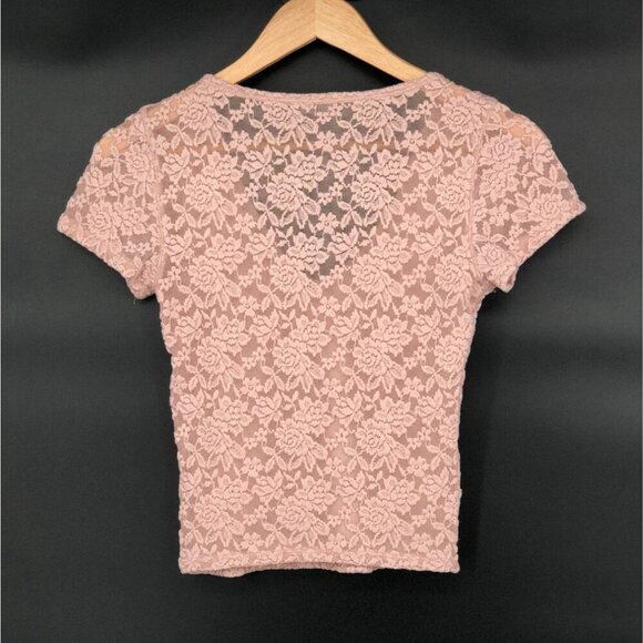 Abercrombie & Fitch Womens Lace Floral V-Neck Top XS Pink Going Out Top Coquette - Picture 2 of 5